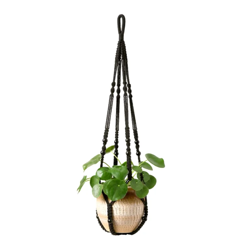 ABBN-percha para plantas de macramé hecha a mano, cesta para macetas colgante para interiores, maceta de cuerda de algodón tejida, soporte para plantas de ganchillo