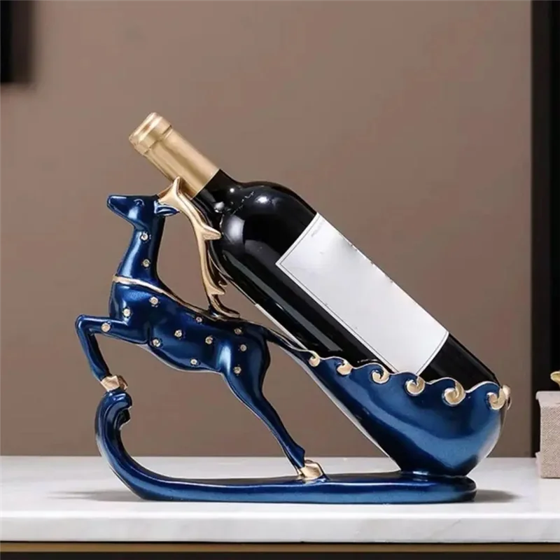 AT44-Hars Wijnrek Retro Rendier Rode Wijnrek Display Organizer Plank Voor Kerst Bar Home Decor (Alleen Houder)