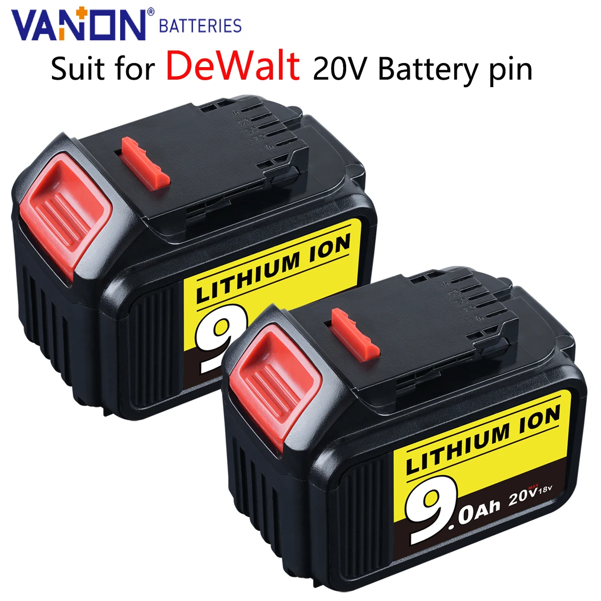 

Vanon 2Pack DCB205 9.0Ah MAX 20V Lithium Battery Replace for DeWalt DCB200 DCB202 DCB206 DCB180 DCB183 Cordles Tool Battery pin