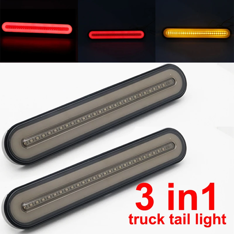 

2x Waterproof LED Trailer Truck Brake Light 3 in1 Neon Halo Ring Tail Brake Stop Turn Light Sequential Flowing Signal Light Lamp