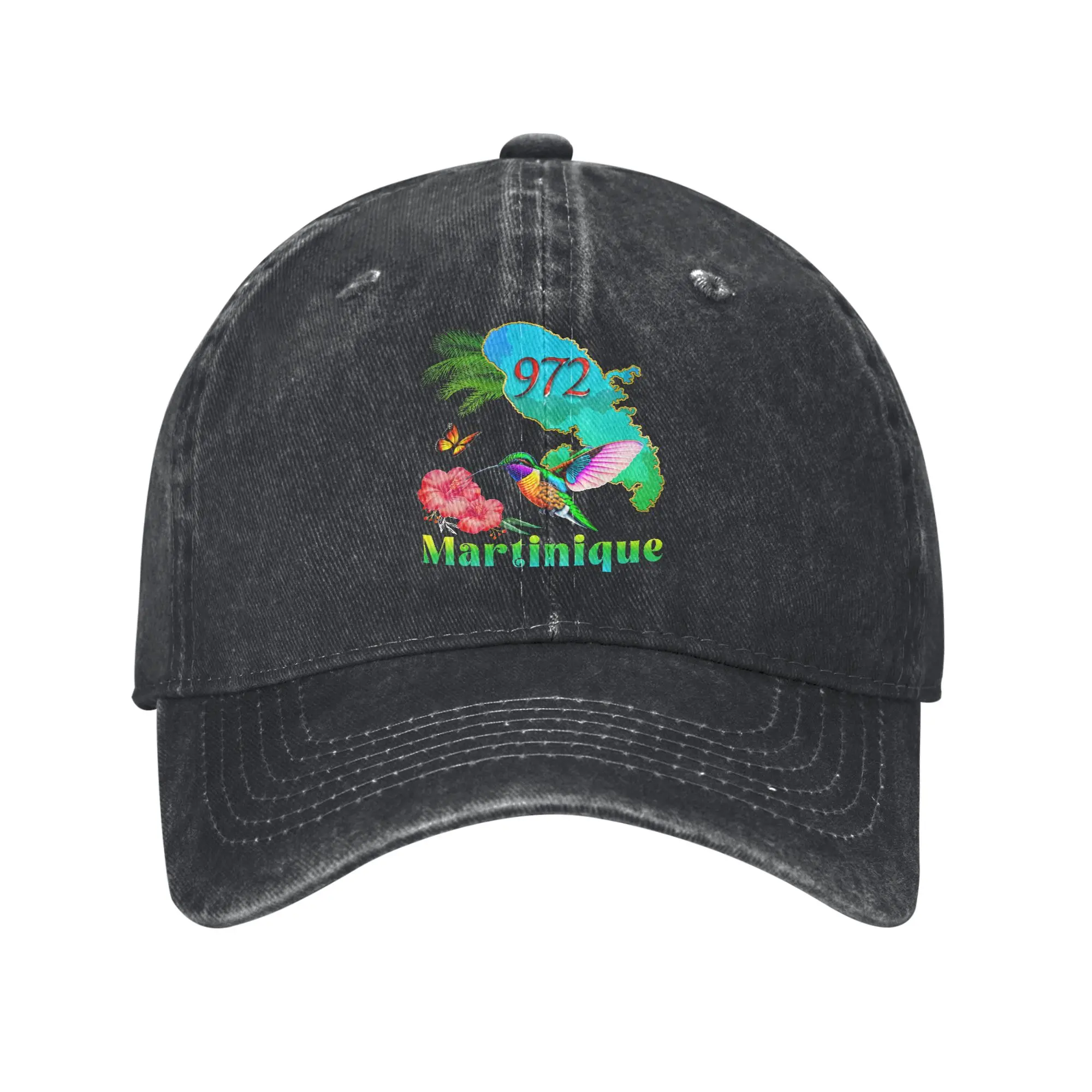 Martinique 972 Hummingbird Hibiscus Unisex Baseball Caps France Distressed Washed Hat Outdoor Running Golf  Soft Snapback Hat