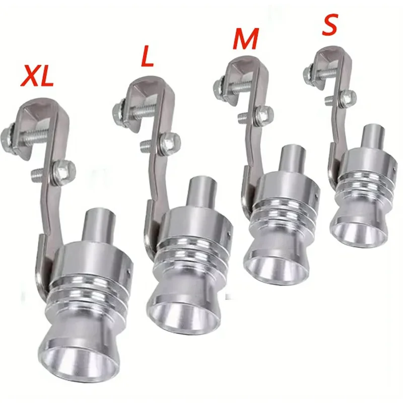 Universal turbine whistle motorcycle car exhaust fake turbine whistle pipe muffler exhaust valve silver