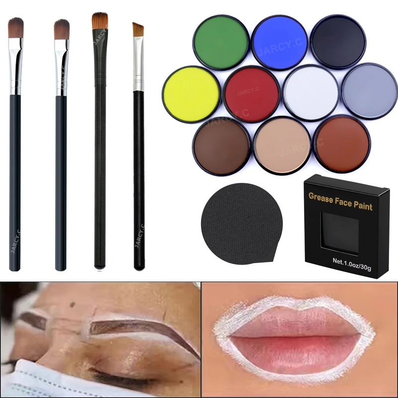 

30g White Mapping Paste with Brush Tattoo Brow Paste Eyebrow Permanent Makeup Mapping Paste Brow Lip Shape Position Tool
