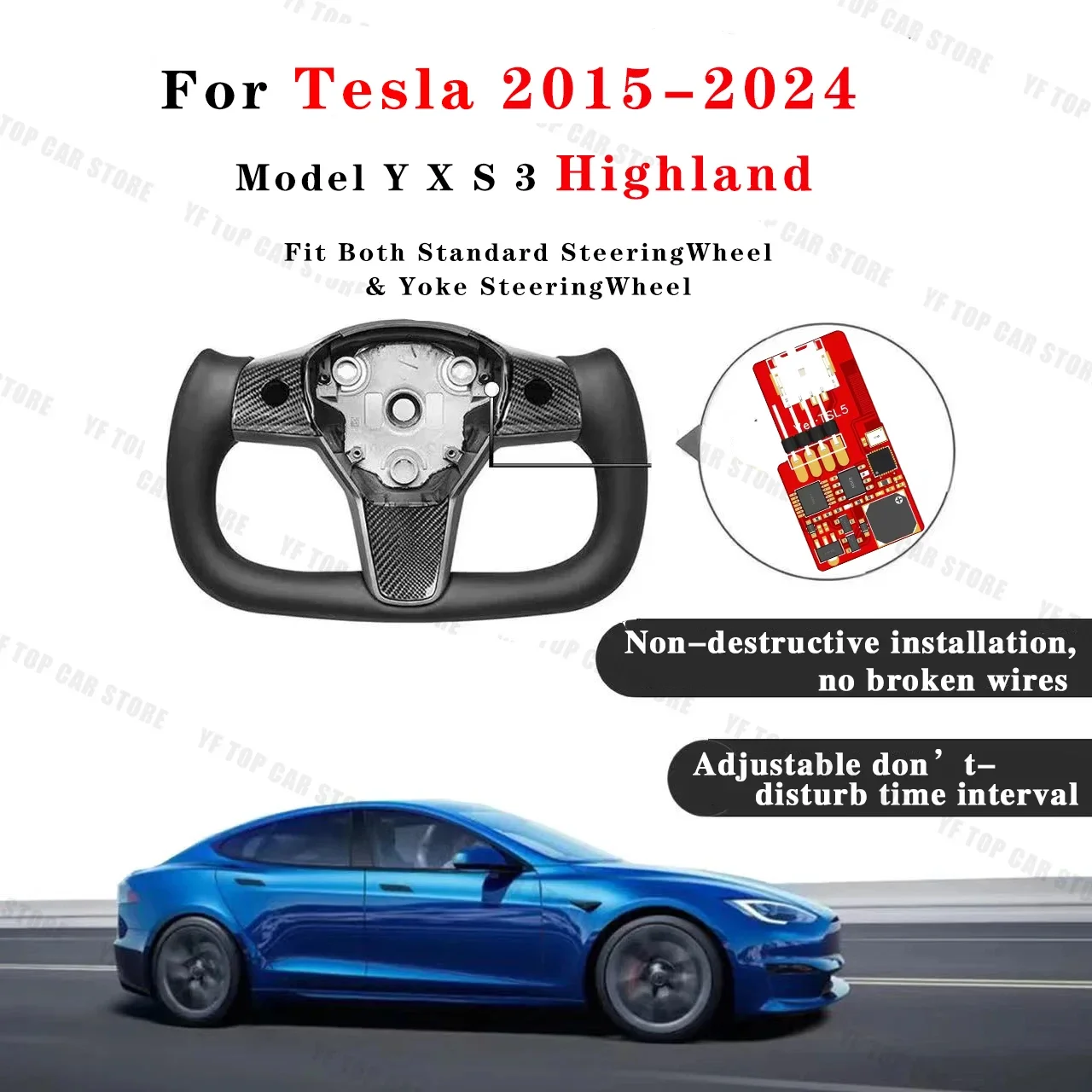 

FSD AP Assist Auxiliary Chip For Tesla Model Y Model 3 highland X S 2015-2024 Autopilot Nag Elimination Module Steering Wheel