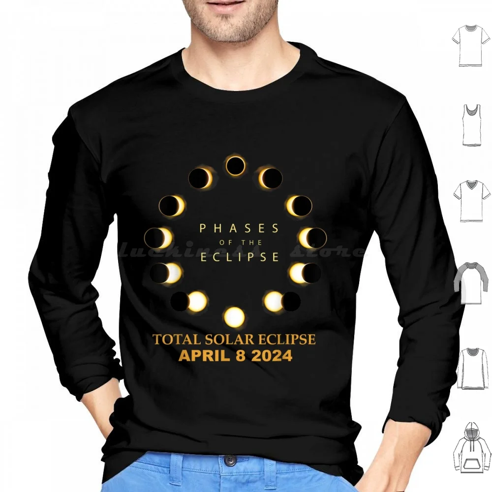 Total Solar 2024 Phases April 8th Hoodies Long Sleeve