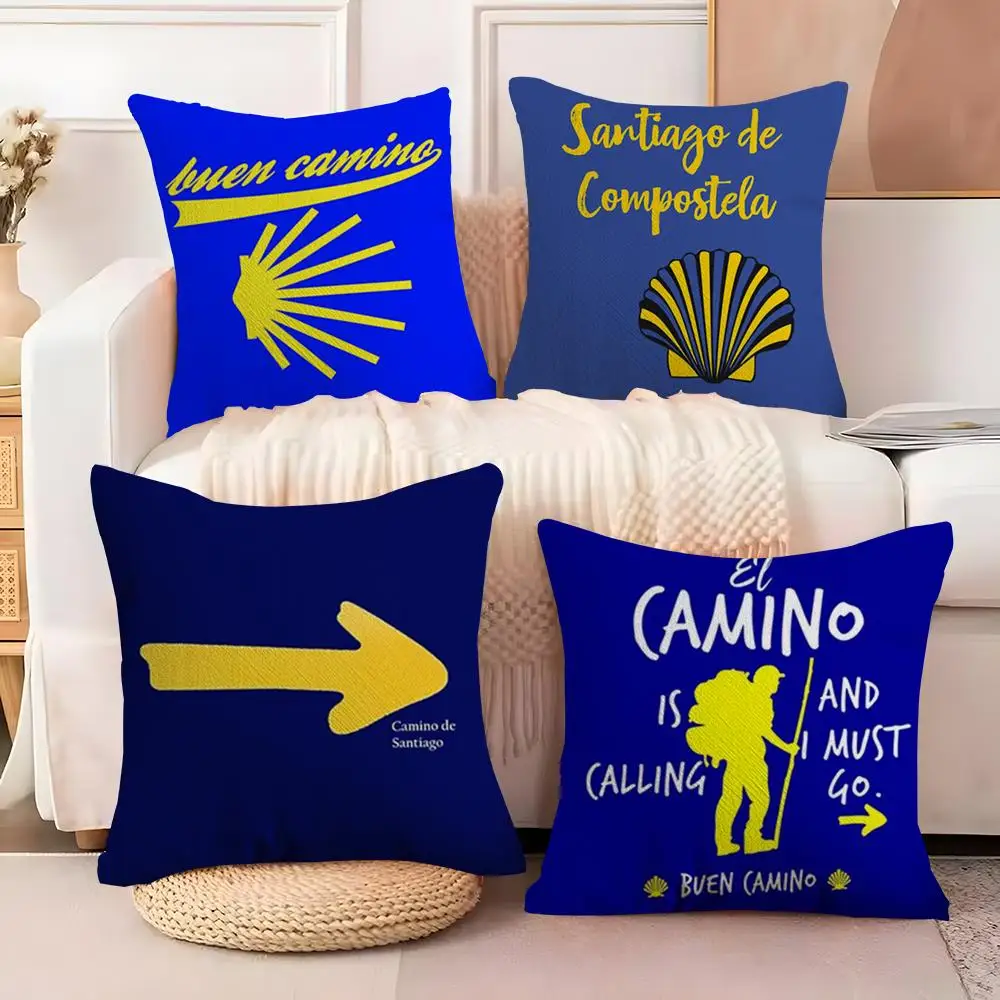 Movie C-Camino Santiago Cushion Cover Soft Plush Fabric Double-Sided Printed Sofa Cushion Cover for All Seasons Home Decor Gift