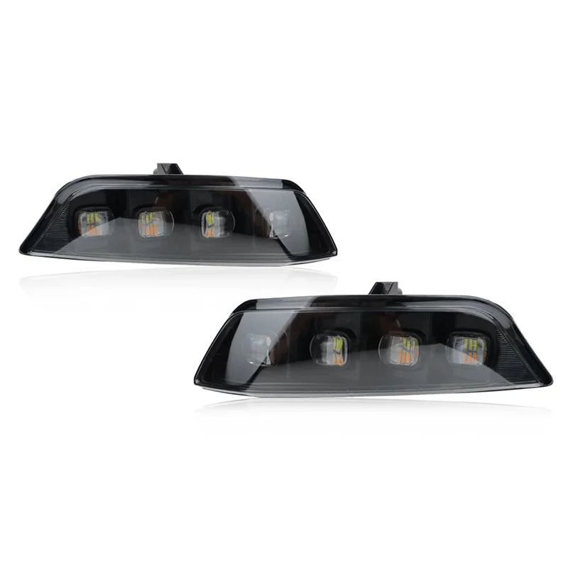 دقيقة LED المصد الأمامي الضباب الخفيف لفورد موستانج 2015-2017 الأبيض النهار تشغيل ضوء العنبر بدوره مصباح إشارة #1