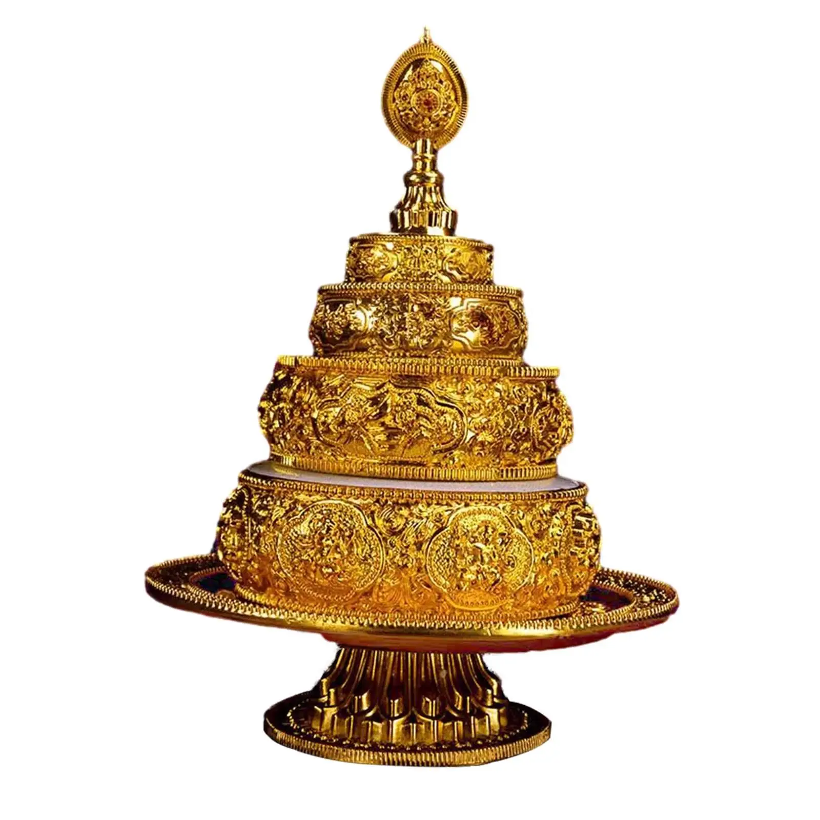 

Tibetan Buddhist Offering Supplies Table Centerpiece Carved Desk Manza Dish for Bedroom Living Room Home Dining Room Desk