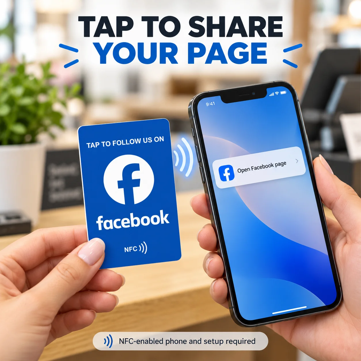 1pc NFC Social Media Card for Facebook NTAG215 Rewritable Blue PVC Profile Link Sharing for Creators and Small Businesses