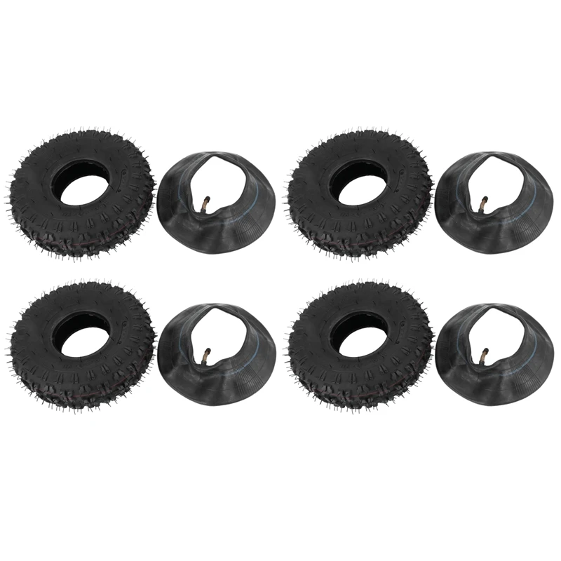 

4X 4.10-4 410-4 4.10/3.50-4 Inner Tube+Tire For Garden Rototiller Snow Blower Mowers Hand Truck Wheelbarrow Go Cart Kid