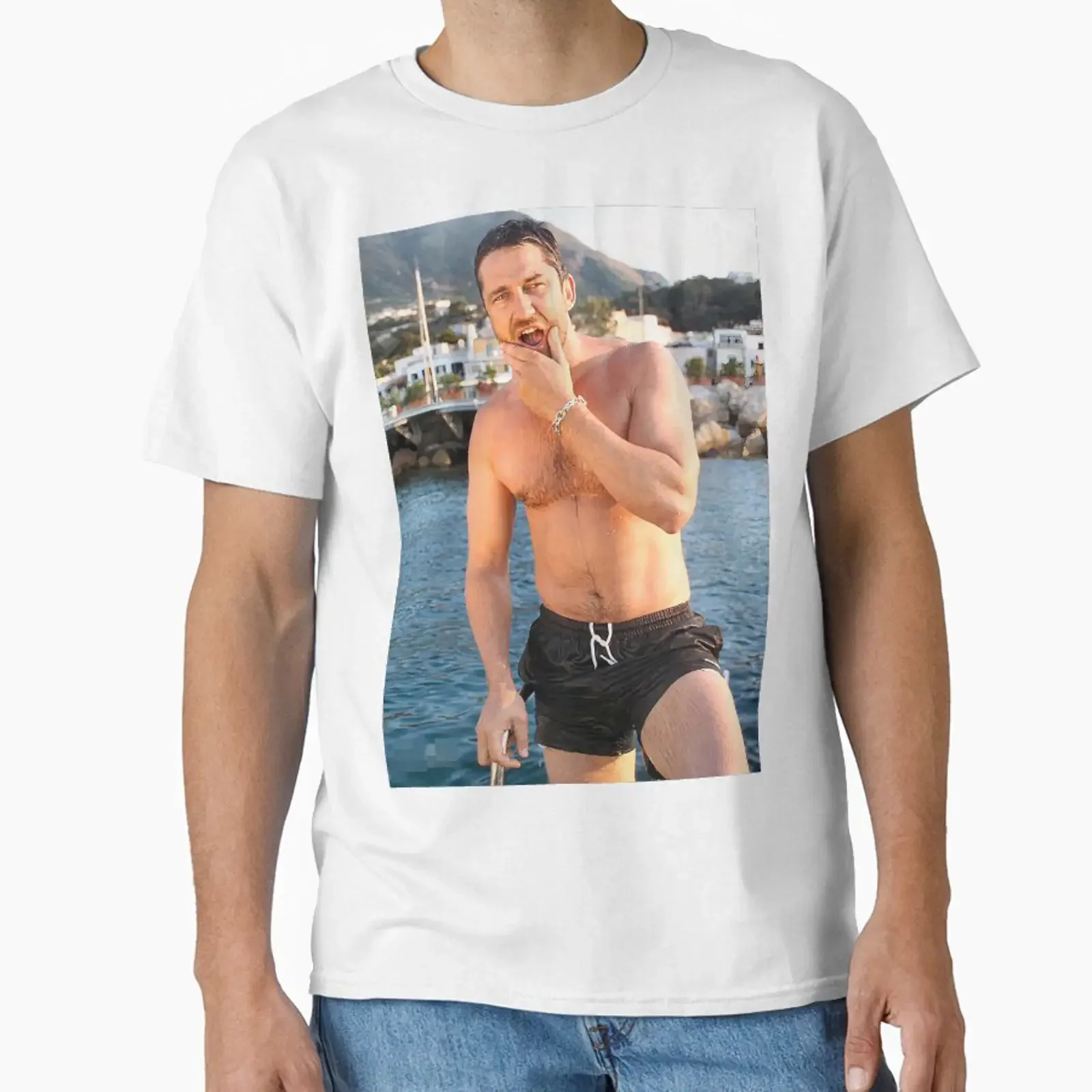 Gerard Butler for True Fans Classic T Shirt vintage Washed Top For Everyday Wear Stretched Casual Slightly graphic Comfortable