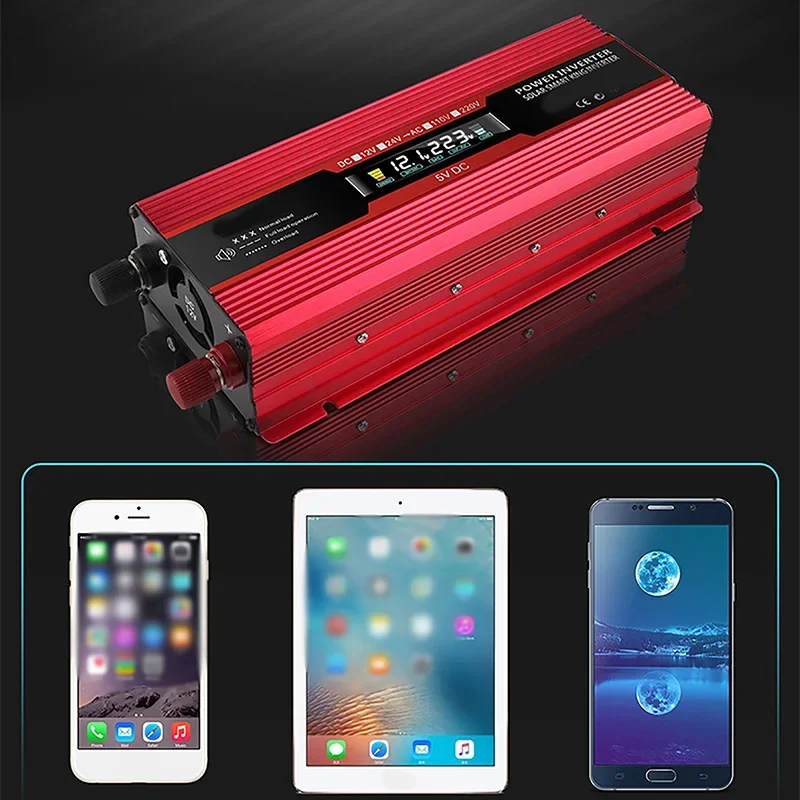 New 2000W/1200W Power Inverter For Car Home Outdoor DC12V to AC110V LED Voltage Screen Display Modified Sine Wave Power Inverter