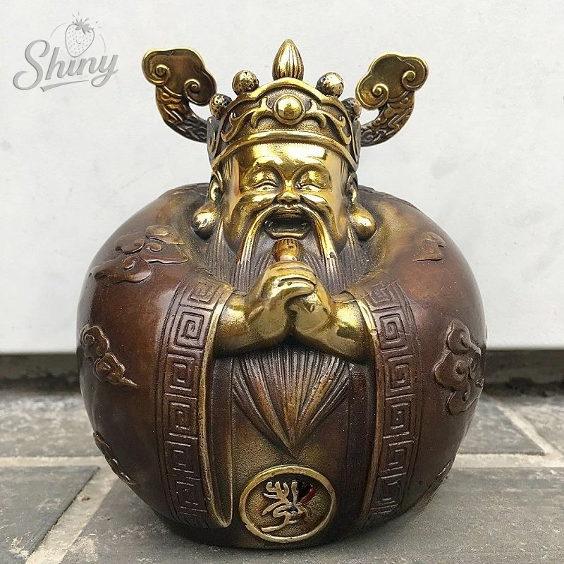 

4,7 "античная медная резьба, Бог богатства, благоприятные облачные украшения, китайский фэн-шуй, гон, Xi Fa Cai, аксессуары для дома, декор для стола