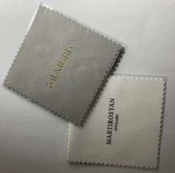 200pcs Emboss Custom LOGO 8*8cm Silver Gold Polish opp bags Cloth for silver Jewelry Cleaner Blue Microfiber Suede Fabric