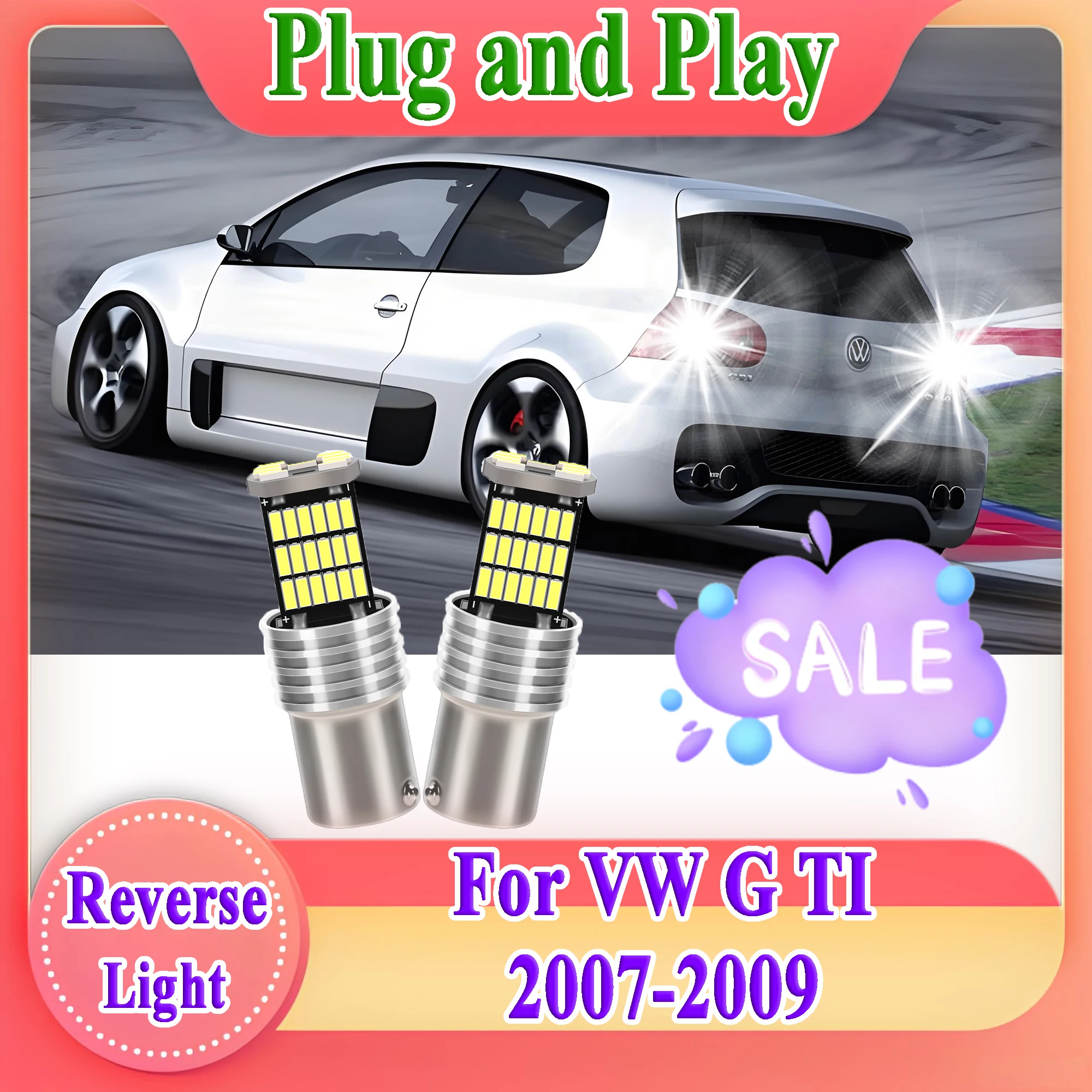 

2PCS Canbus Car LED Reverse Light 6000K White Plug and Play Car Light For VW GTI 2007 2008 2009 Back Up Backup Lamp Error Free