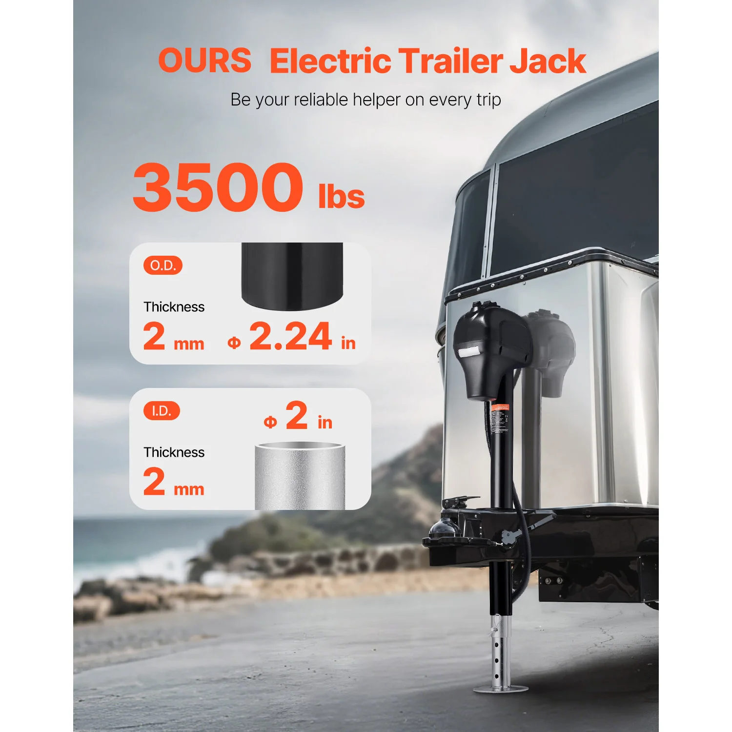 SucceBuy 3500/5000Lbs Electric Trailer Jack RV 12V Tongue Jack with 7-pin Connector & Crank Handle 10