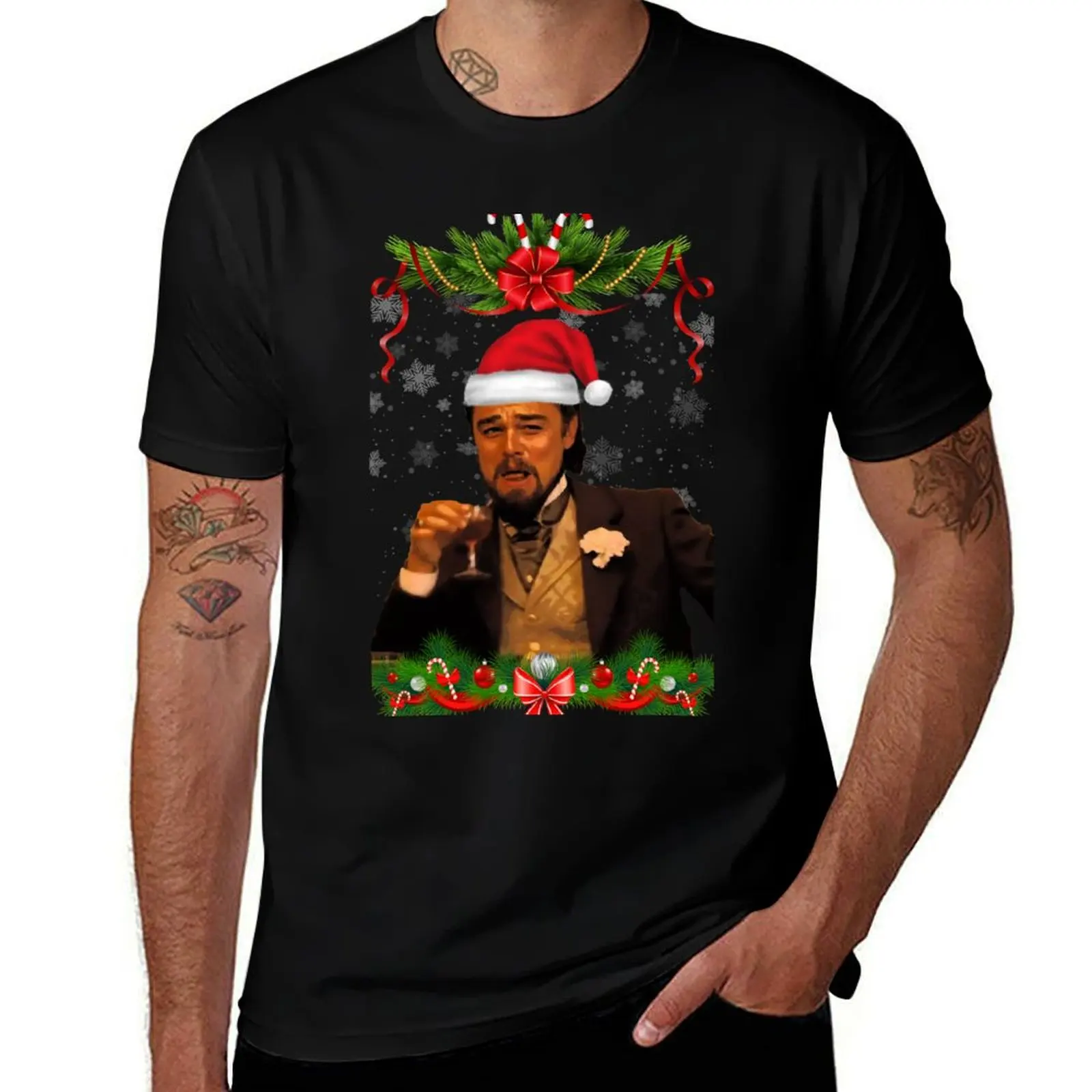 Leonardo Dicaprio laughing meme (Christmas edition) T-Shirt street wear cute tops funny t shirts men