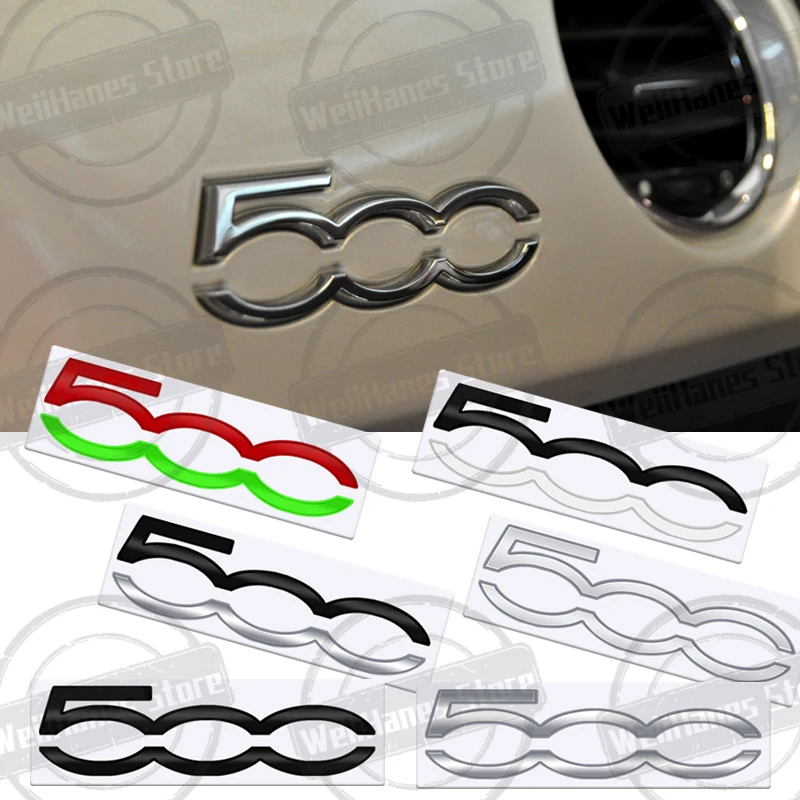 Metal 3D For Fiat Abarth 500 Badge Letter Logo Car Rear Trunk Body Sticker Emblem 500L 500X 500C 500E PANDA PUNTO Accessories