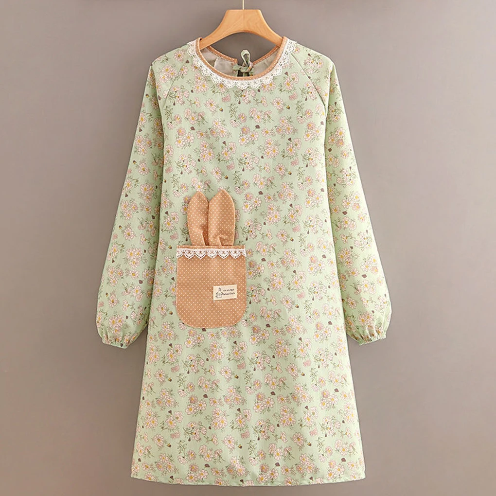 Exquisite Rabbit Pocket Apron Stain Resistant Fabric Wear-resistant 1. Soft Fabric Work Wear Kitchen Black long sleeved