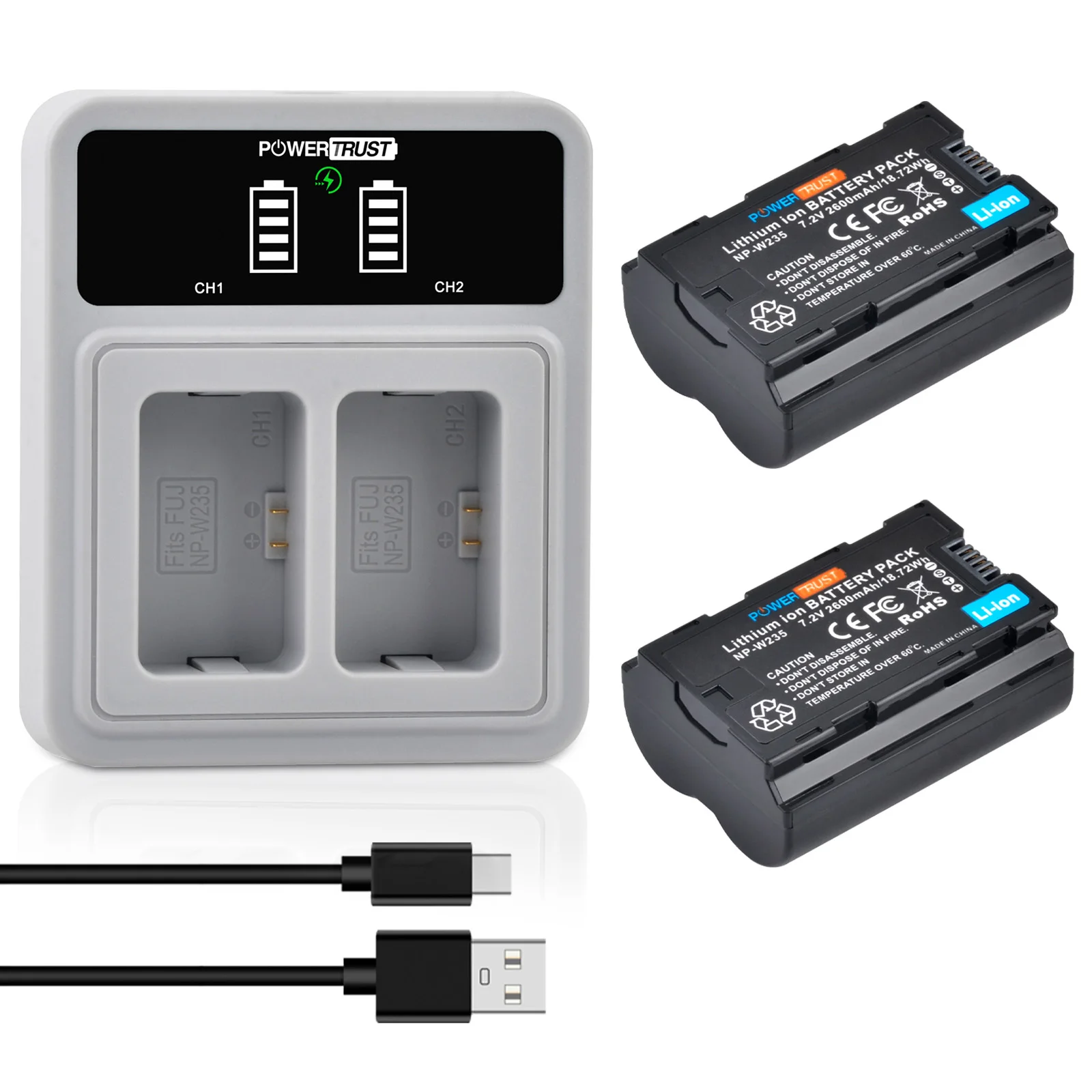2600 mAh NP-W235 NP W235 Akku mit Dual-Slot-Ladegerät für Fujifilm X-T5 X-T4 GFX 100S X-H2S GFX 50S II VG-XT4 X-S20 Kamera