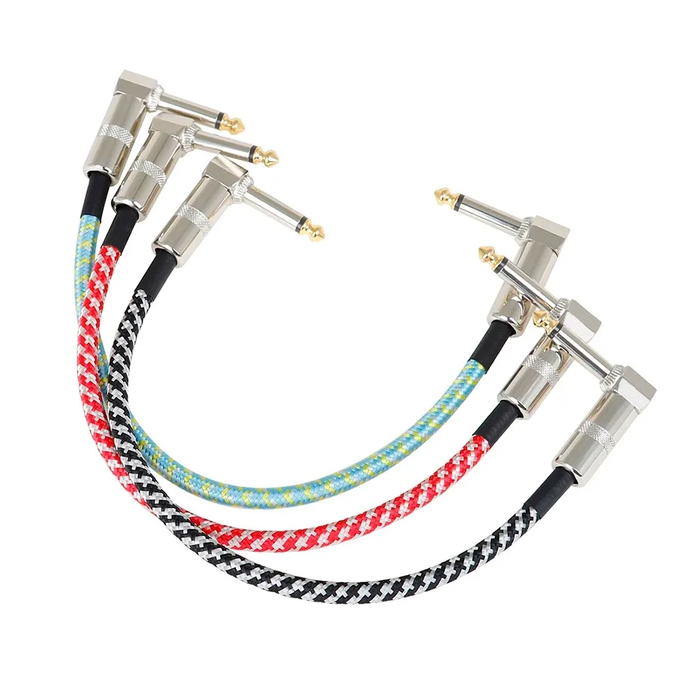 3Pcs Guitar Effect Pedal Patch Cables 6.35mm Low‑Noise Shielded Audio Cord Color Braided Cable for Electric Guitar