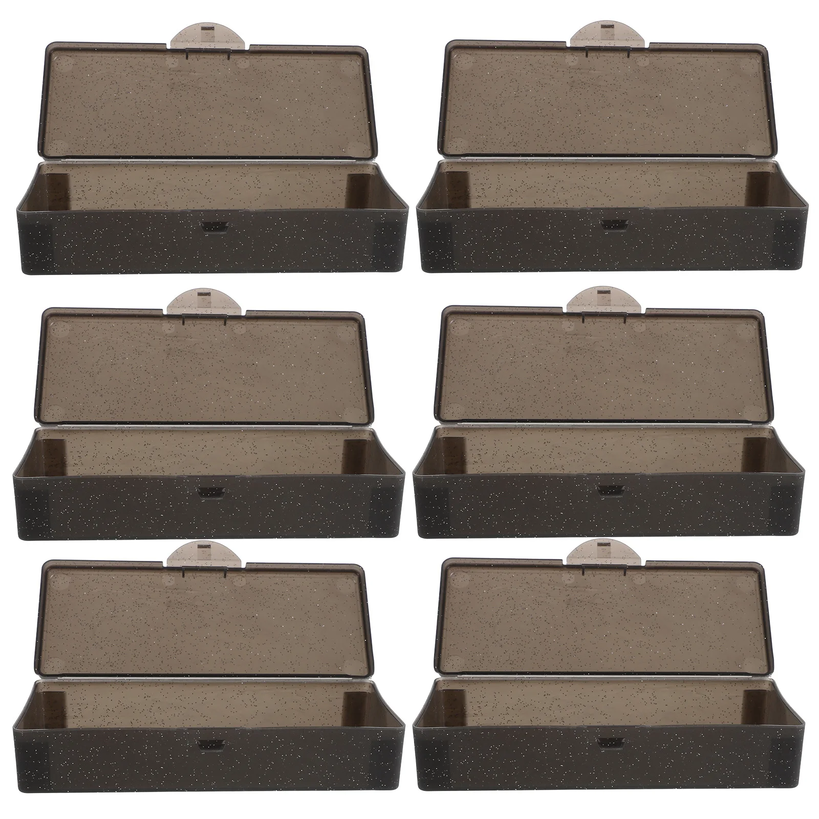 Caja de almacenamiento rectangular de plástico, contenedor de maquillaje ligero para cosméticos, herramientas de costura, organización de manualidades para decoración de uñas, 6 uds.