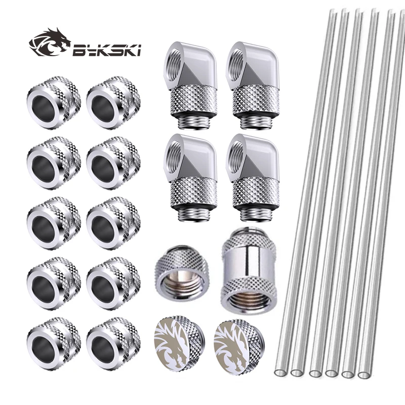 BYKSKI Fitting 90 Degree Hard Tube Fittings/Tube Kits Water Cooling Pc Computer Accessories Water Cooling Kit DIY G'1/4 Thread