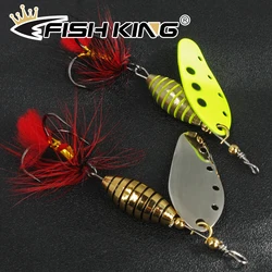 FISH KING pinner Lure 6g/12g/16g Spinnerbait with Feather Treble Hook Metal Spoon Lure Hard Fishing Lure Fishing Tackle Bait