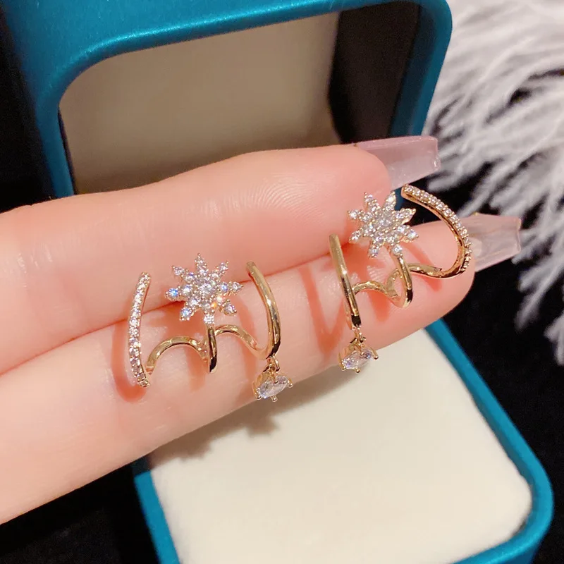 New Exquisite Micro Inlaid Shiny Zircon Stud Earrings For Women Korean Style Luxury Earring Girl Party Temperament Jewelry image 4