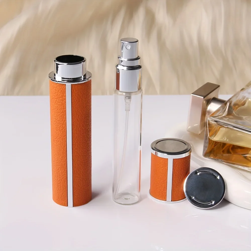 5 個 12 ミリリットル革製詰め替え香水ボトルポータブルトラベルサンプルミニプレスと分割空ボトル香水詰め替えディスペンサー