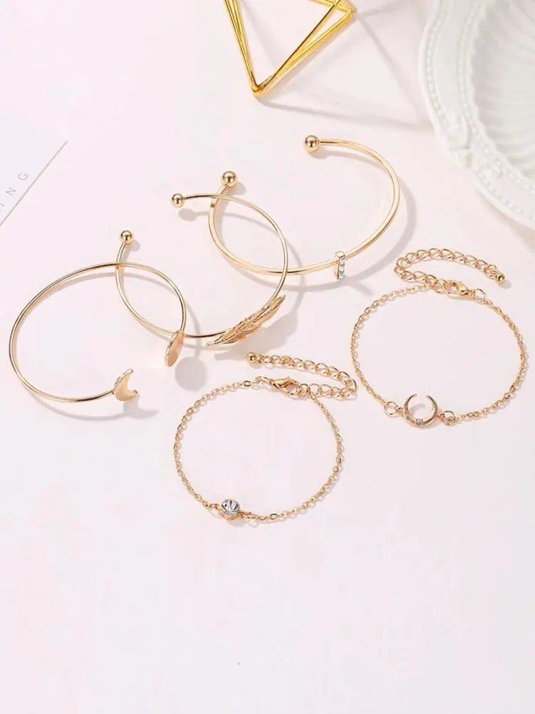 6 Stuks Modieuze Casual Minimalistische En Veelzijdige Vrouwen Roségouden Stalen Band Quartz Polshorloge Met Armband Armband