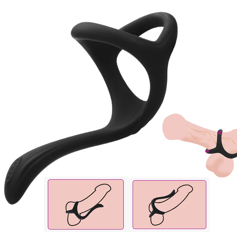 

Silicone Dual Cock Ring Male Chastity Cage Delayed Ejaculation Penis Ring Cockring Erection Trainer Toy for Men Masturbator