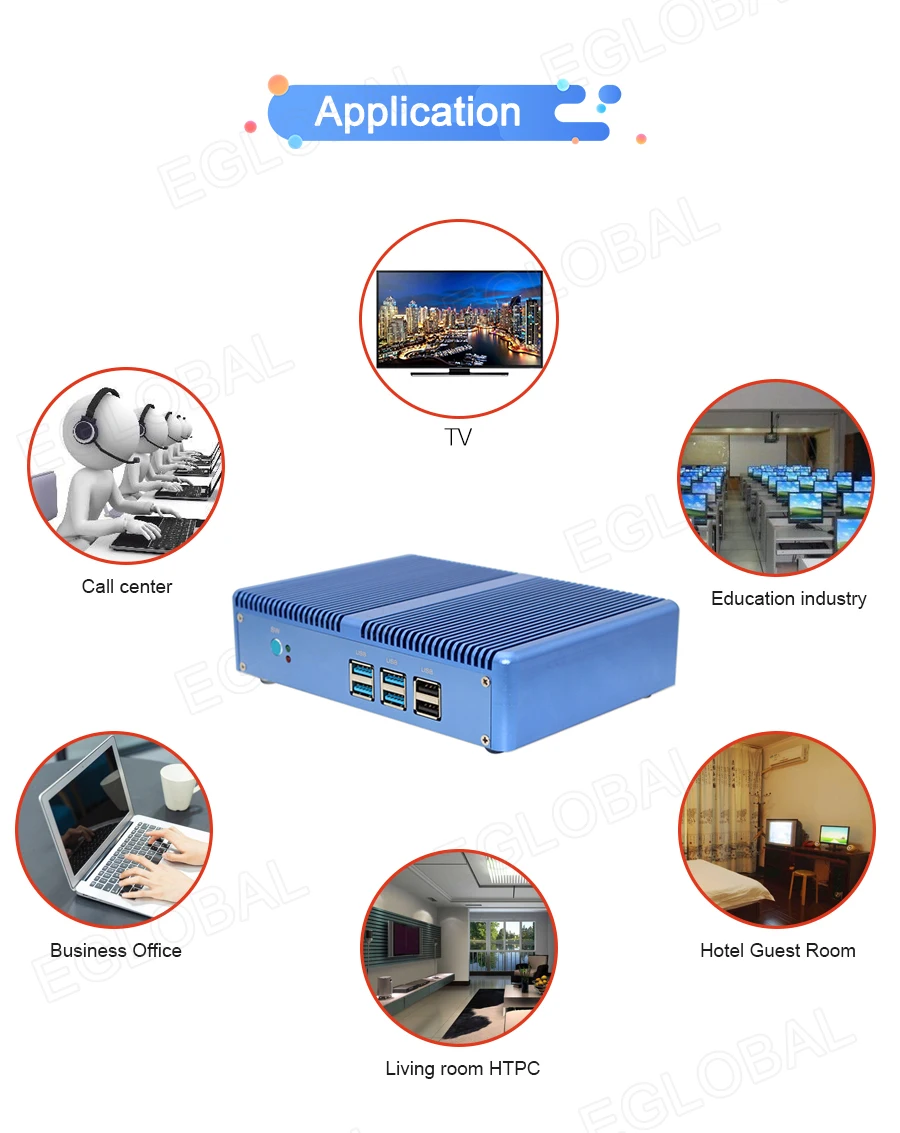 EGLOBAL Chepeast Mini PC senza ventola Intel i5-6260U 8G DDR3 128G WiFi5 Windows 11 pro per registratore di cassa Ufficio Casa Notizie Uso chiosco