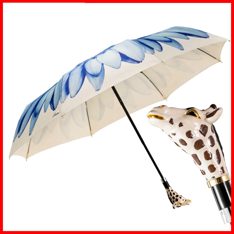 

Creative Giraffe Umbrella Outdoor UV Sun Protection Parasol Umbrella Men Women Portable 3-Folding Luxury Umbrella Parasol Boda