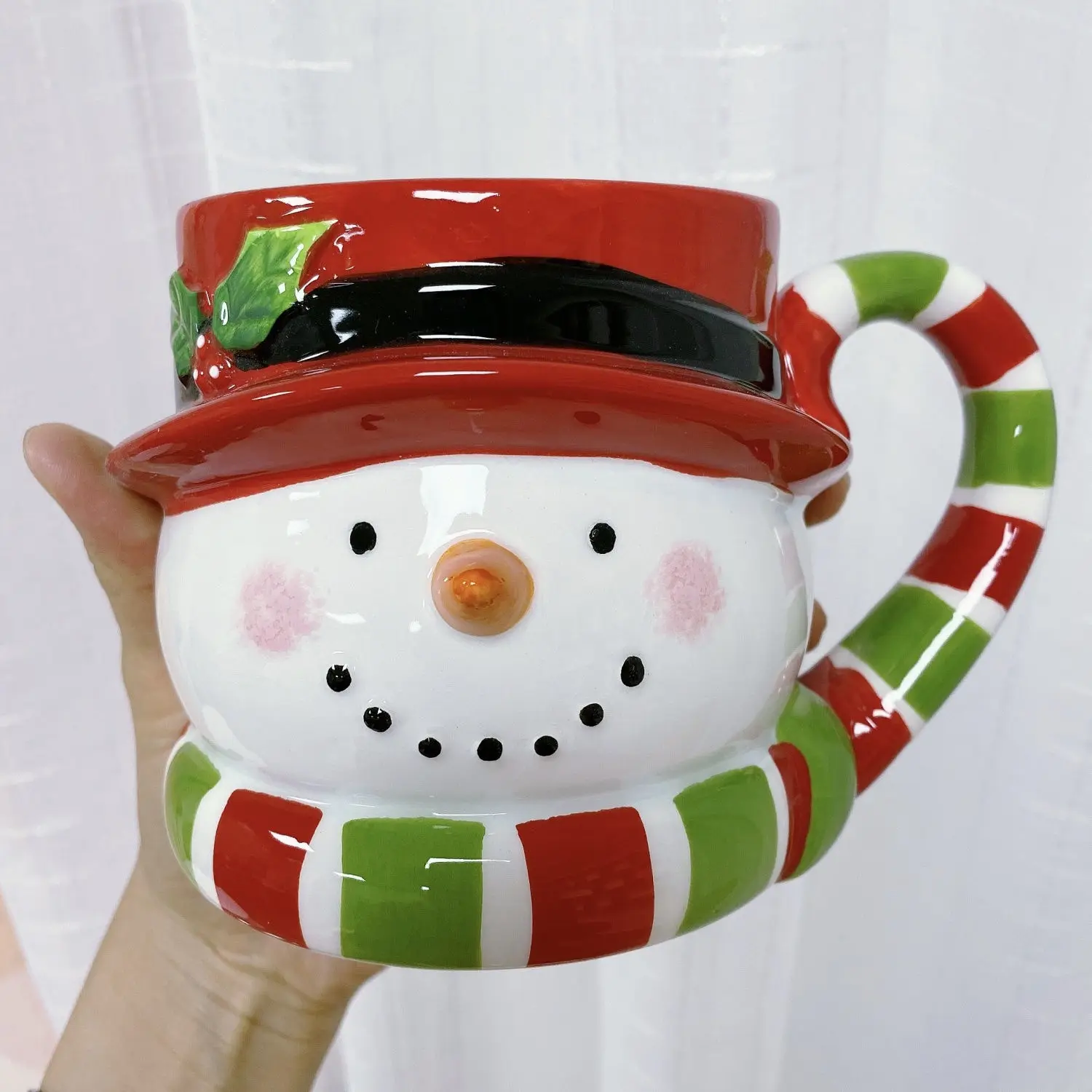 Santa Claus ceramic jar, storage jar, handmade painted mug, teapot Christmas decoration