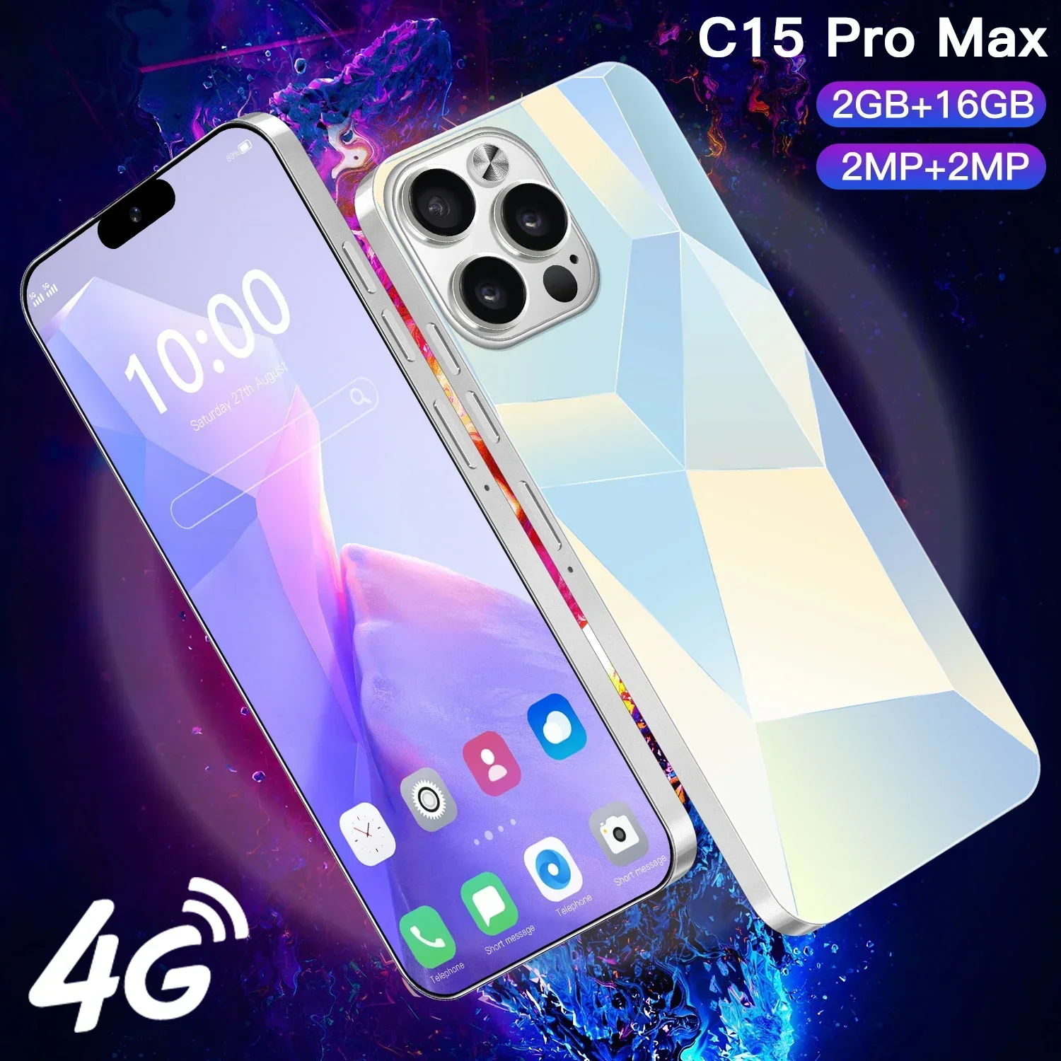 

C15 Pro Max SmartPhone 6.8 HD Screen Cell Phone 5G 16G+1TB Android14.0 Dual Sim Celulares Unlocked 108MP 6800mAh Mobile Phones