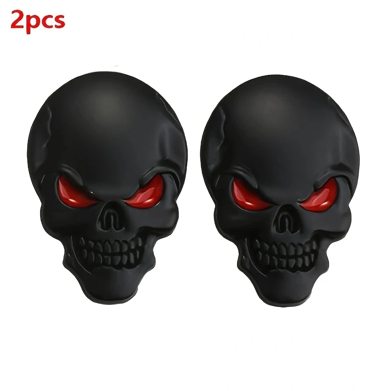 2pcs Skull Pirate Skeleton Buccaneer Head Skull 3D Metal Car Body Sticker Auto Rear Emblem Badge Decal