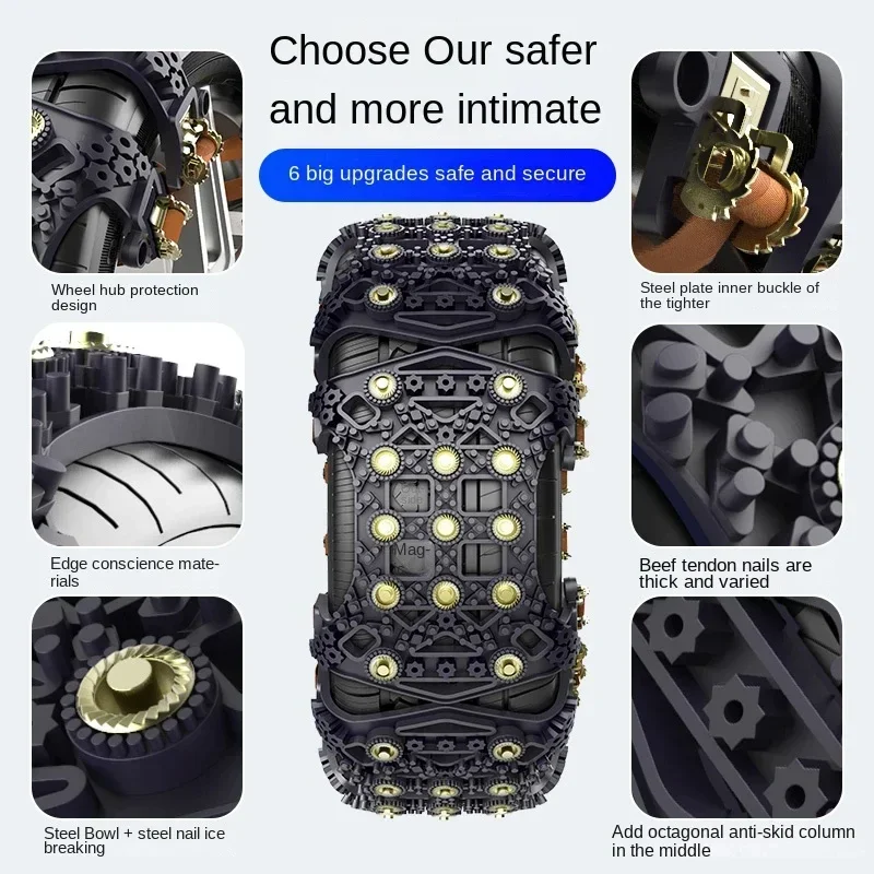 Car Wheel Snow Chains Winter Anti Slip Tire Chain For SUV Universal Safe Driving Replacement Set