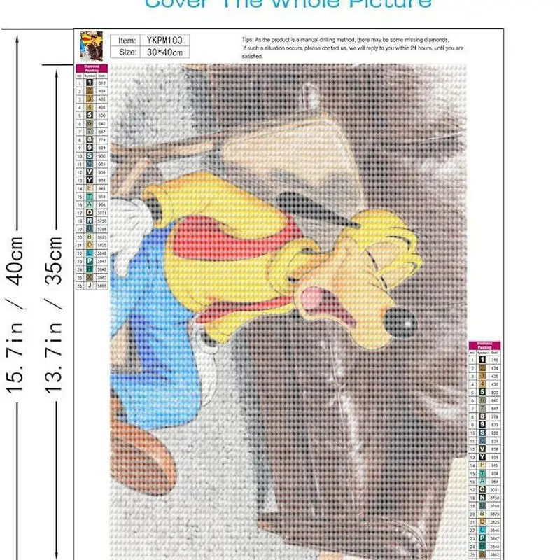 1 szt. Zestaw do samodzielnego wykonania obrazu diamentowego 5D, uroczy Disney Goofy rozwierający pysk, postać z kreskówki, duży zestaw kryształowych diamentów, 40x50 cm, duży rozmiar