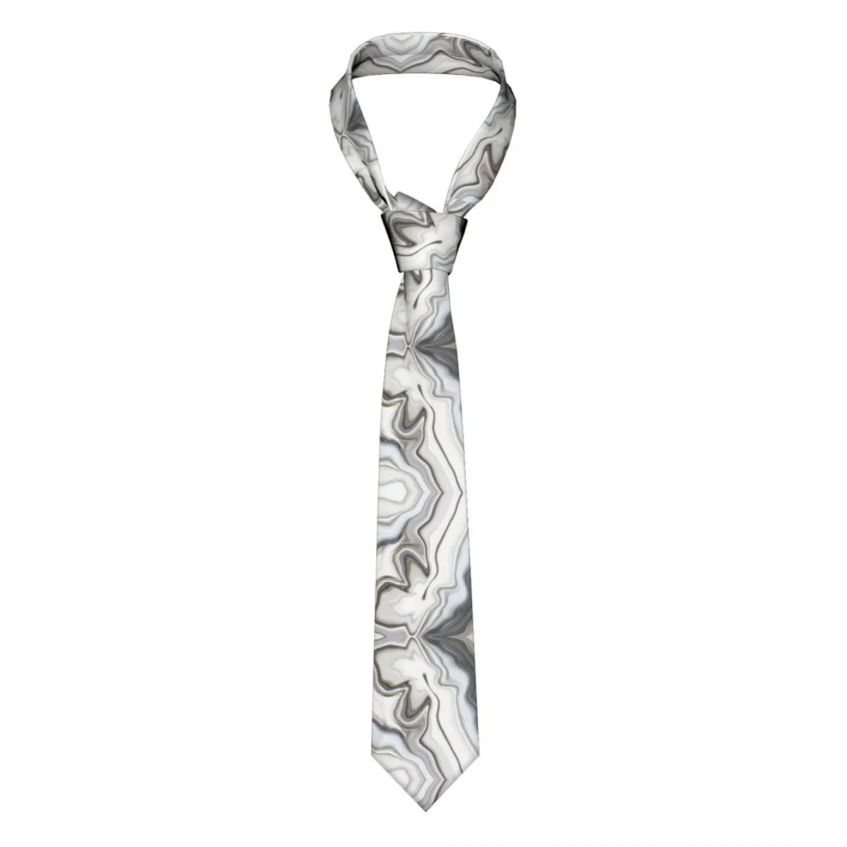 White And Grey Marble Men Women Necktie Silk Polyester 8 cm Wide Granite Wall Art Neck Ties for Shirt Accessories Office