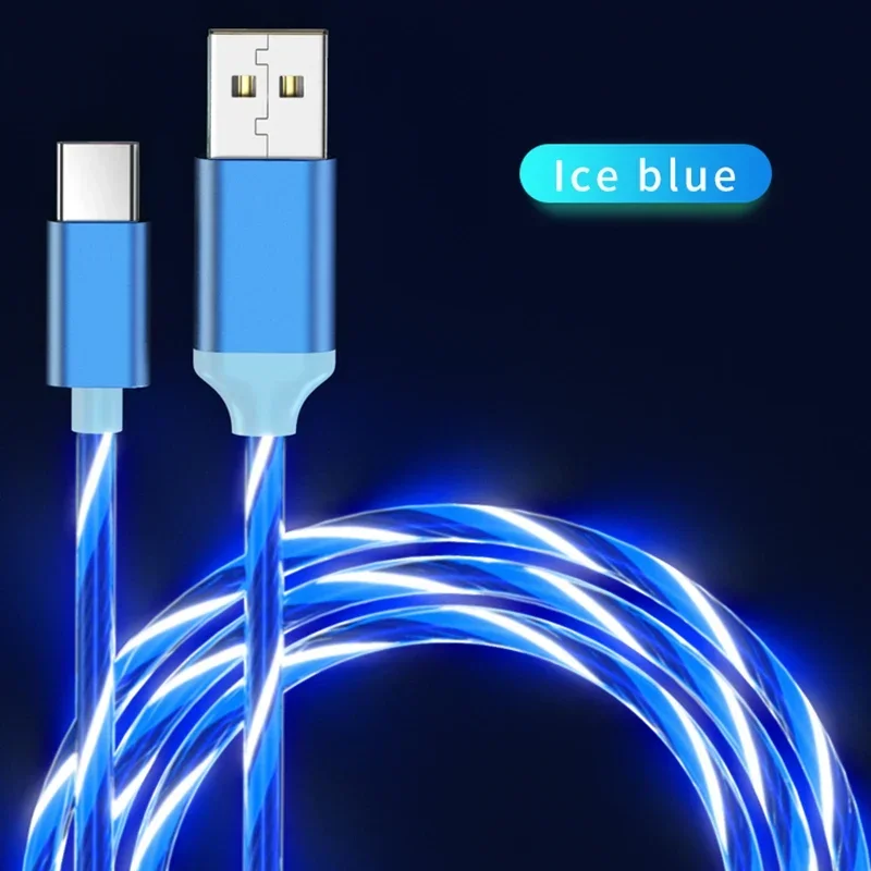 5A kable do szybkiego ładowania świecące lampki USB typu C Micro ładowarka do IPhone Samsung Xiaomi Huawei przewód ładowania telefonu komórkowego