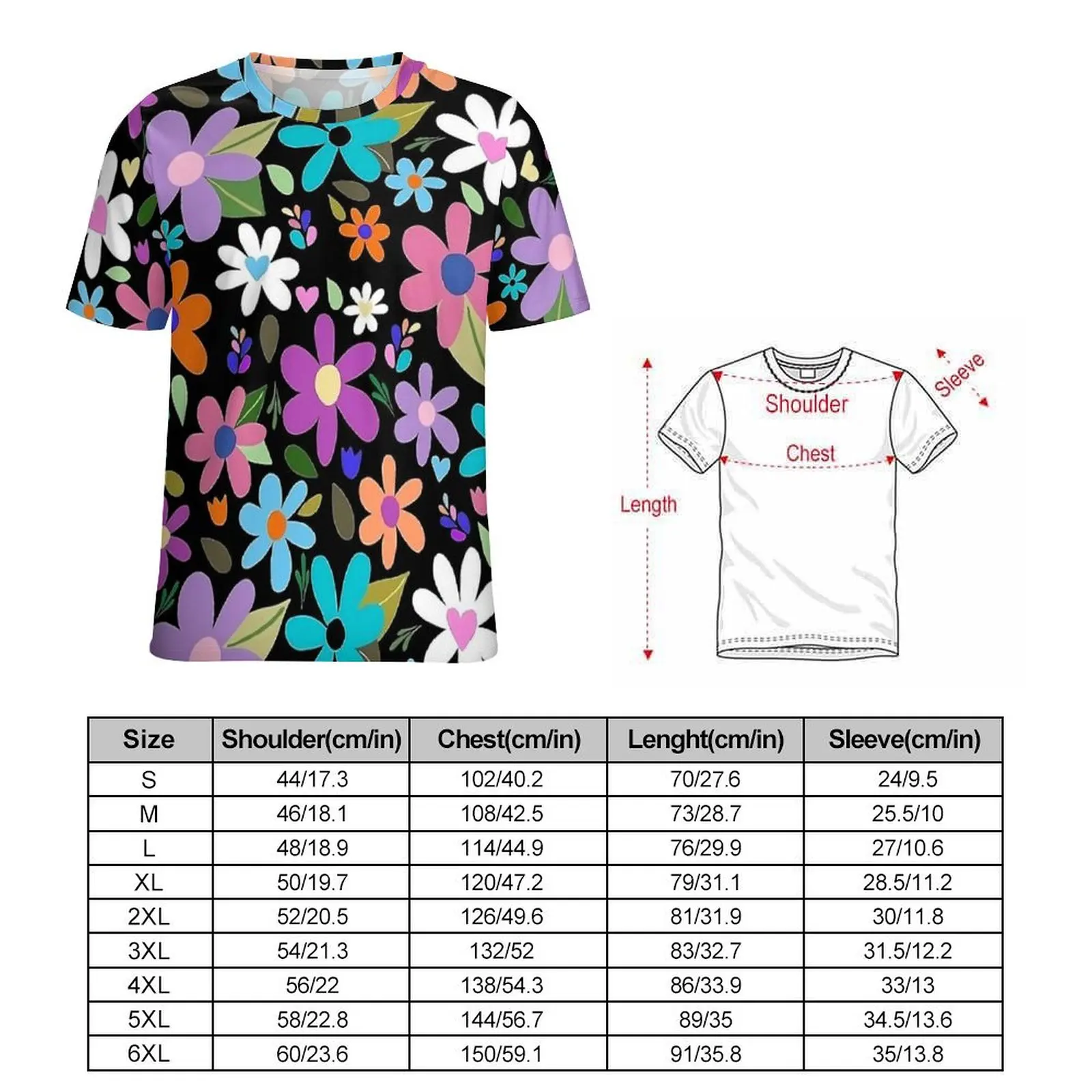 Flower Power T-Shirt Pop Art Flora Streetwear T-Shirts O-Neck Hip Hop Tee Shirt Beach Male Custom Tops Plus Size 4XL 5XL