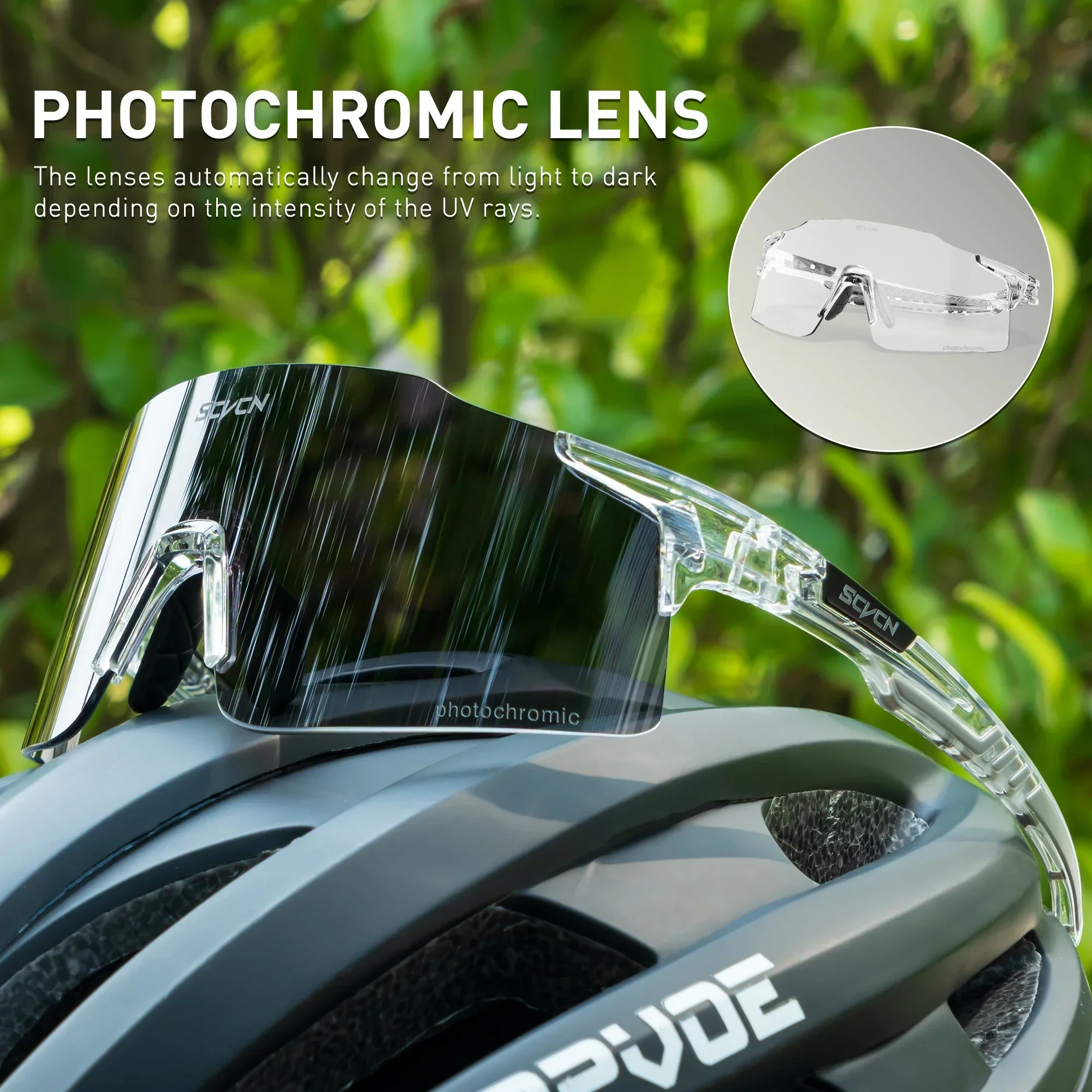 

SCVCN Anti-Fog Photochromic Cycling Sunglasses Men UV400 Road MTB Bike Eyewear Outdoor Sports Running Driving Baseball Glasses
