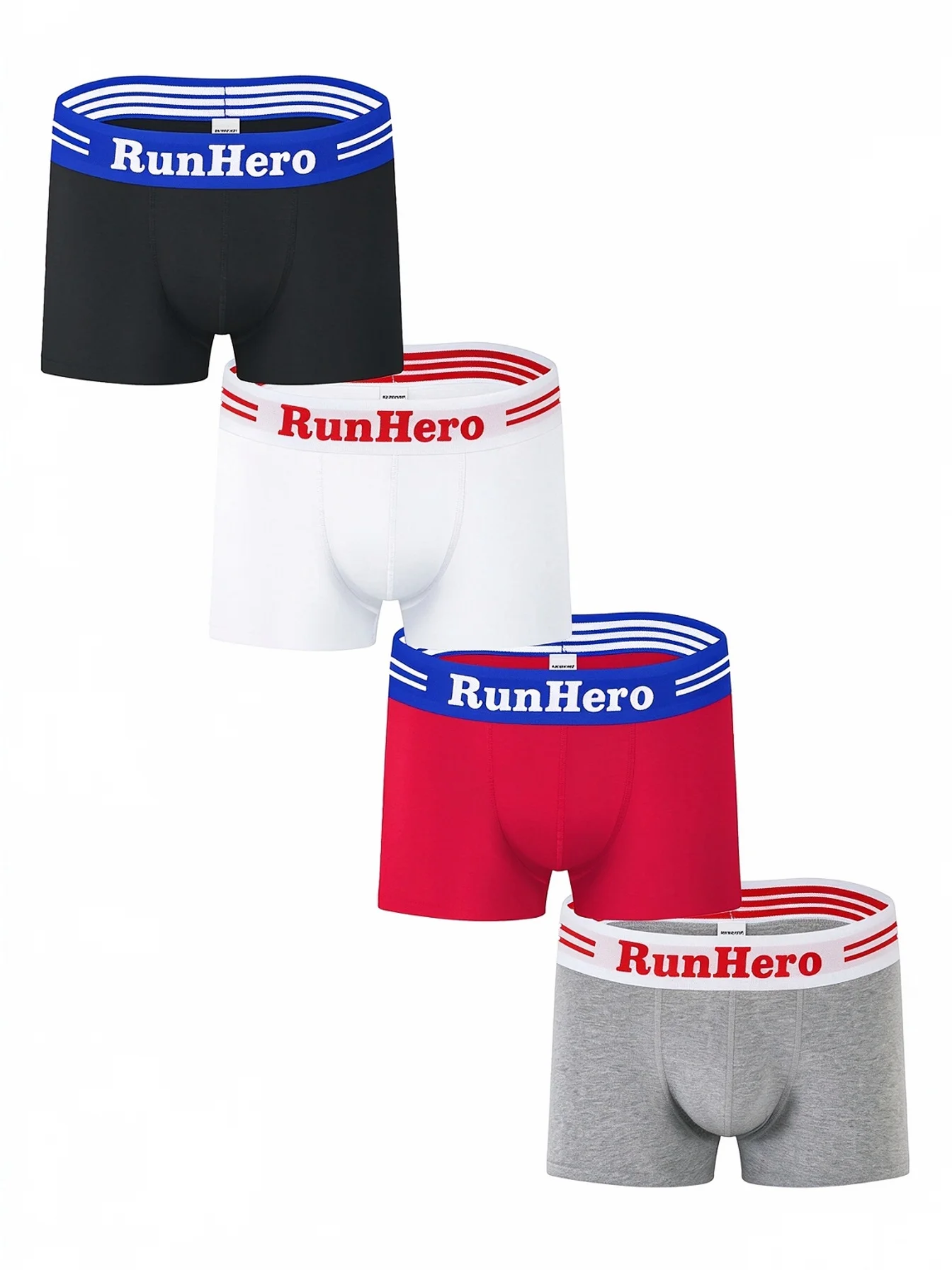 Men's Cotton Boxer Shorts Pack 2/3/4 Comfortable Elastic Waistband Breathable Solid Color Simple Design Underwear for Home Use