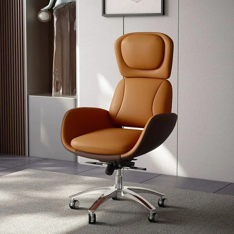 Comfortable home sedentary boss high-end cowhide high-back executive chair reclining conference swivel chair