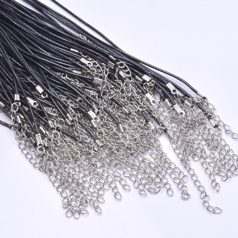 Wholesale Braided Rope Chain Black Leather Rope Handmade Necklaces For Women Men Jewelry Neck Decor Lobster Clasp String Cord