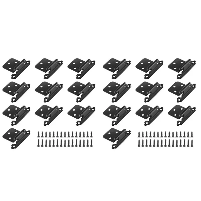 RALCA-20X Doors Hinges 10Pcs Cabinet Drawer Hardware Heavy-Duty Overlay Reused Self-Closing W/ Screws Cold-Rolled Steel