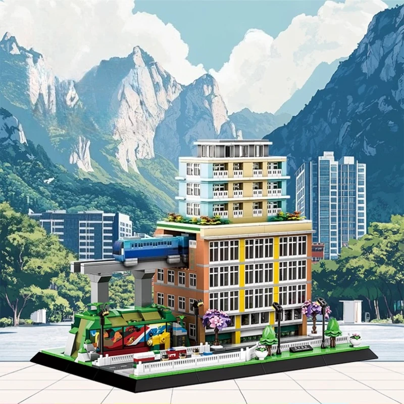 Klocki konstrukcyjne SEMBO Chongqing Liziba Station, modne zabawki kreatywne do składania, edukacyjne modele, ozdoby, prezenty