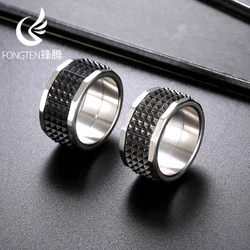 Fongten 12mm Rivet Pyramid Rings For Women Men Stainless Steel Hip Hop Anillos Hombres Classic Charm Ring Jewelry Christmas Gift