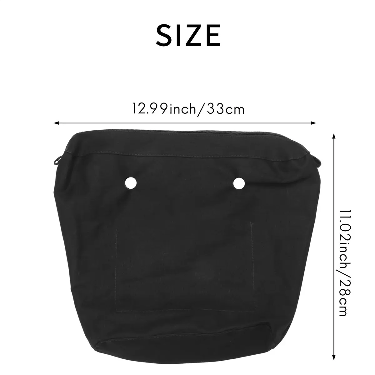 Lively- 2X Waterproof Solid Canvas Insert Inner Lining Insert Zipper Pocket for Obag O Bag Handbag Bag Black Mini